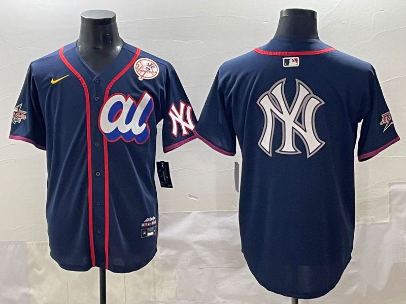 Men 2025 New York Yankees Blank Drak Blue All star Blank Blue Nike MLB Jersey style 14